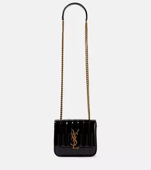 Vicky Vernis Маленькая сумка через плечо из лакированной кожи Saint Laurent, черный