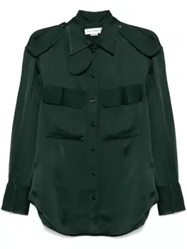 Victoria Beckham атласная рубашка, зеленый