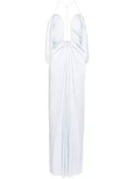 Victoria Beckham атласное платье макси с драпировкой, синий