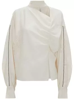Victoria Beckham блузка асимметричного кроя со сборками, нейтральный цвет