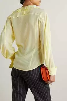 VICTORIA BECKHAM Блузка из шелкового крепдешина с оборками, желтый