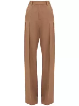 Victoria Beckham брюки прямого кроя с завышенной талией, коричневый