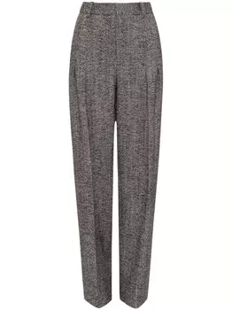 Victoria Beckham брюки строгого кроя с узором в елочку, черный