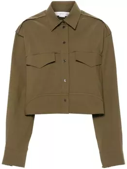 Victoria Beckham cropped military shirt, зеленый