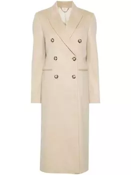 Victoria Beckham длинное двубортное пальто, нейтральный цвет