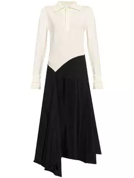 Victoria Beckham двухцветное асимметричное платье миди, белый