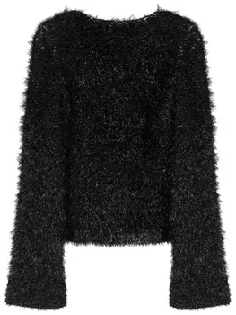 Victoria Beckham джемпер с искусственным мехом и открытой спиной, черный