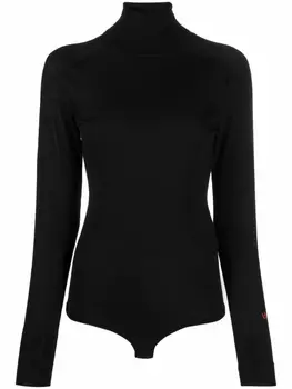 Victoria Beckham джемпер с высоким воротником и вышитым логотипом, черный