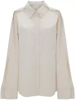 Victoria Beckham джинсовая рубашка со складками, нейтральный цвет