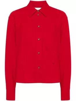 Victoria Beckham фактурная рубашка с отложным воротником, красный
