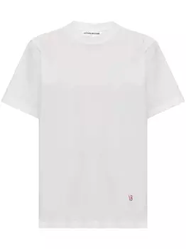 Victoria Beckham футболка из хлопка с вышитым логотипом, белый