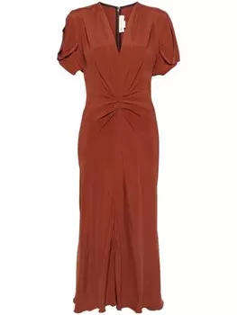 Victoria Beckham креповое платье со сборками, коричневый