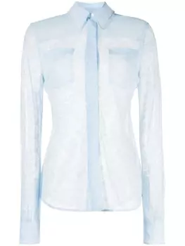 Victoria Beckham кружевная рубашка с длинными рукавами, синий