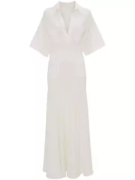 Victoria Beckham макси-платье с вставками из трикотажа, белый