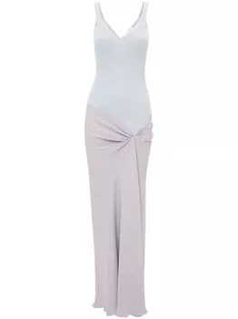 Victoria Beckham платье макси с трикотажной вставкой, серый