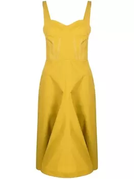 Victoria Beckham платье миди без рукавов с контрастной отделкой, желтый