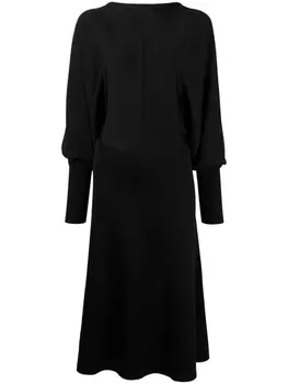 Victoria Beckham платье миди с пышными рукавами, черный