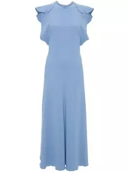 Victoria Beckham платье миди с рукавами кап, синий