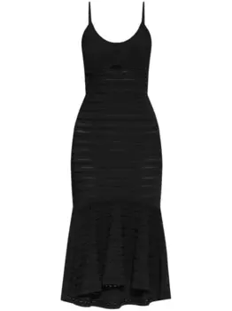 Victoria Beckham платье миди с вырезами из ажурной вязки, черный