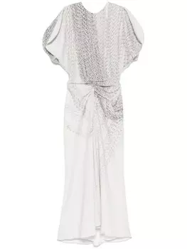 Victoria Beckham платье миди со сборками и принтом, серый