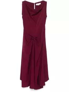 Victoria Beckham платье миди со складками, фиолетовый