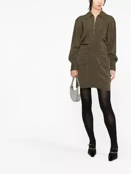 Victoria Beckham платье мини с карманами, зеленый