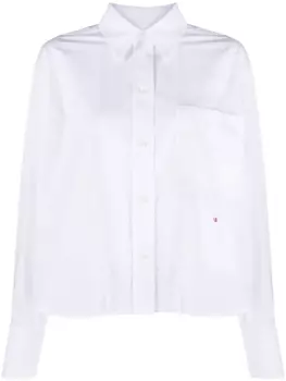 Victoria Beckham поплиновая рубашка с вышитым логотипом, белый