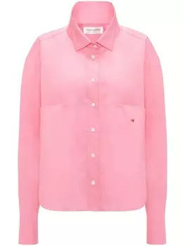 Victoria Beckham поплиновая рубашка с вышитым логотипом, розовый