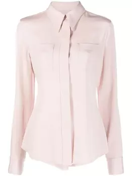 Victoria Beckham прозрачная рубашка с длинными рукавами, розовый