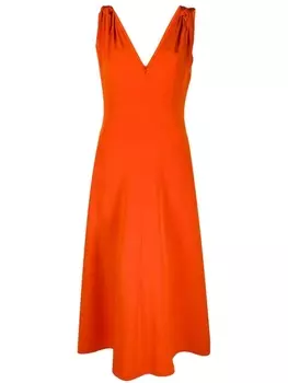 Victoria Beckham расклешенное платье с драпировкой, оранжевый