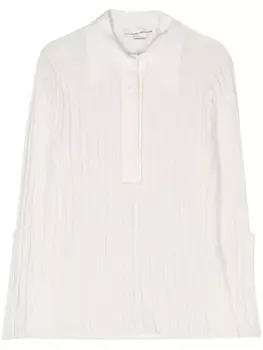 Victoria Beckham рубашка поло в рубчик, белый