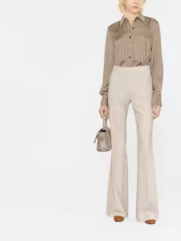 Victoria Beckham рубашка с длинными рукавами и монограммой, нейтральный цвет