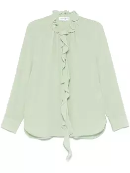 Victoria Beckham рубашка с оборками, зеленый