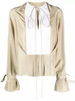 Victoria Beckham шелковая блузка с длинными рукавами, зеленый