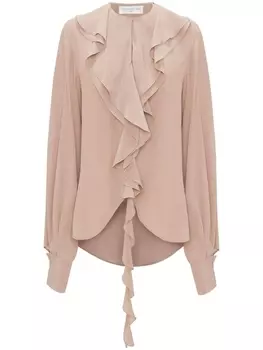 Victoria Beckham шелковая блузка с оборками, нейтральный цвет