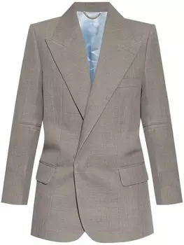 Victoria Beckham шерстяной блейзер с контрастной окантовкой, серый