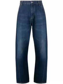 Victoria Beckham широкие джинсы с завышенной талией и логотипом, синий