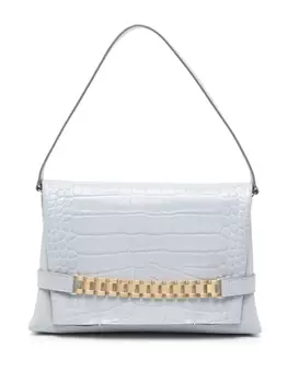 Victoria Beckham сумка-тоут Chain с тиснением под кожу крокодила, серый
