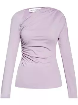 Victoria Beckham топ асимметричного кроя со сборками, фиолетовый
