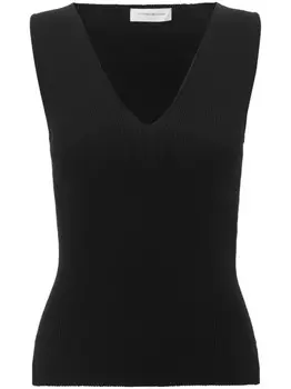 Victoria Beckham топ с V-образным вырезом, черный