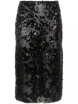 Victoria Beckham юбка-карандаш длины миди с пайетками, черный