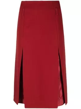 Victoria Beckham юбка миди Double Layer Slit, красный