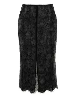 Victoria Beckham юбка миди с кружевом, черный