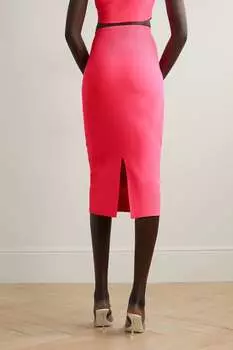 VICTORIA BECKHAM юбка миди в рубчик из эластичного трикотажа VB Body, розовый