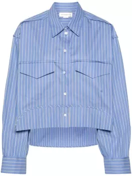 Victoria Beckham укороченная рубашка в полоску, синий