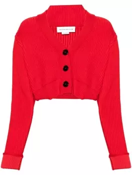 Victoria Beckham укороченный кардиган с V-образным вырезом, красный