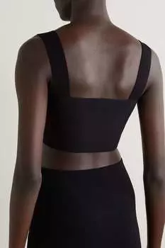 VICTORIA BECKHAM Укороченный топ VB Body из эластичного трикотажа, черный