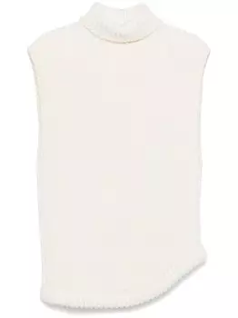 Victoria Beckham вязаный жилет с высоким воротником, нейтральный цвет