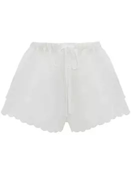 Victoria Beckham вышитые шорты с завязками на талии, белый