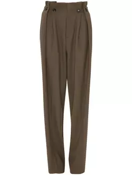 Victoria Beckham зауженные брюки со сборками на талии, коричневый